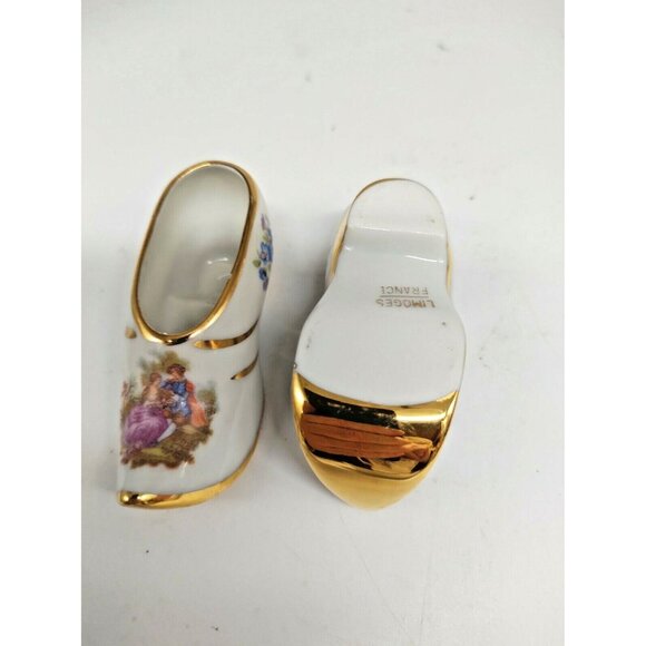 LIMOGES FRANCE RARE MINATURE PORCELAIN SLIPPERS SET OF TWO - Picture 4 of 10